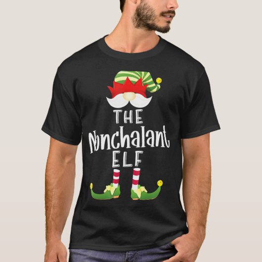 Nonchalant Elf Groep Kerstmis Pyjama Party T-shirt (Voorkant)