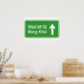 Nong Khai Vooruit ⚠ Thais Verkeersbord ⚠ Poster (Keuken)