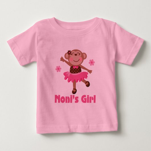Noni's meisje kleinkind Monkey Ballerina Tutu T-sh (Voorkant)