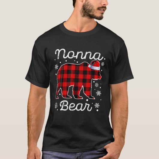 Nonna Beer Kerst Pyjama Rood Plaid Buffel Fam T-shirt (Voorkant)