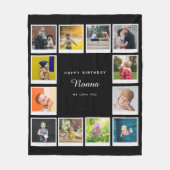 Nonna Birthday Photo Collage Sjabloon Black Fleece Deken (Voorkant)