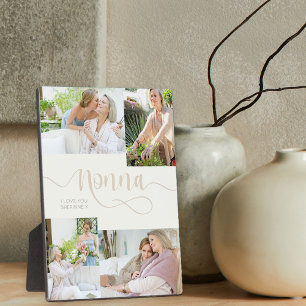 Nonna Calligrafie 4 Foto Cream Tabletop Plaque Fotoplaat