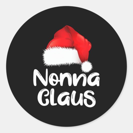 Nonna Claus Christmas Family Matching Santa Hat Pa Ronde Sticker (Voorkant)