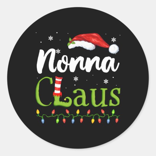 Nonna Claus Santa Oma Pyjama Ronde Sticker (Voorkant)