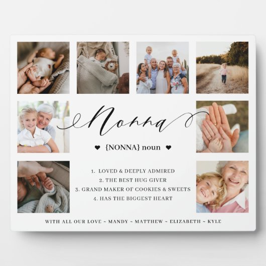 Nonna Definition Script Photo Collage Keepomwille Fotoplaat (Voorkant)