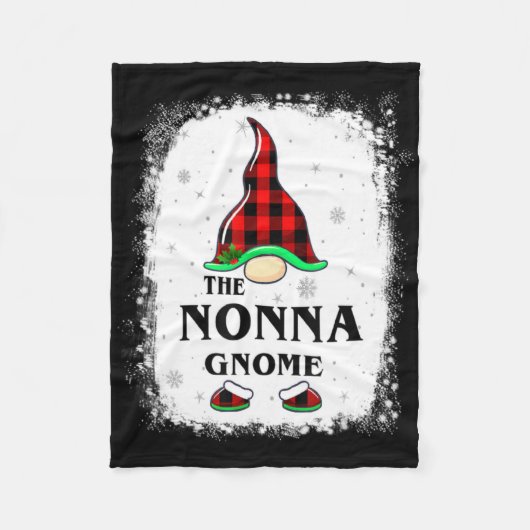 Nonna Gnome Buffalo Plaid Matching Family Xmas Paj Fleece Deken (Voorkant)