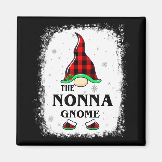 Nonna Gnome Buffalo Plaid Matching Family Xmas Paj Magneet (Voorkant)