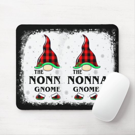 Nonna Gnome Buffalo Plaid Matching Family Xmas Paj Muismat (Met muis)