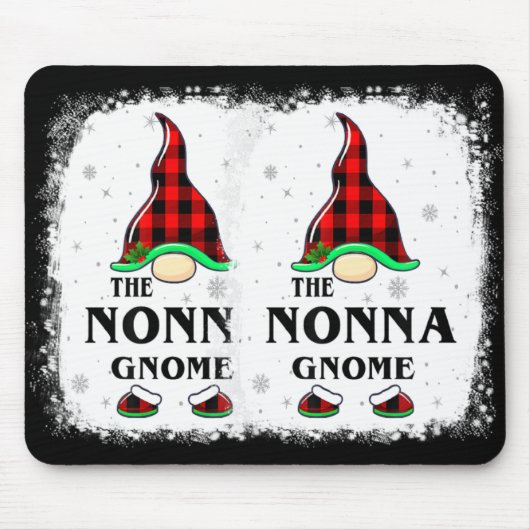 Nonna Gnome Buffalo Plaid Matching Family Xmas Paj Muismat (Voorkant)