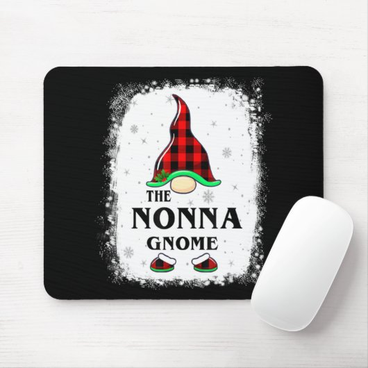 Nonna Gnome Buffalo Plaid Matching Family Xmas Paj Muismat (Met muis)