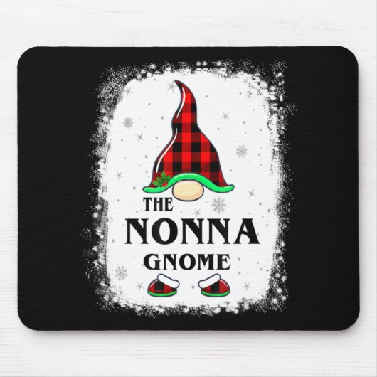 Nonna Gnome Buffalo Plaid Matching Family Xmas Paj Muismat (Voorkant)