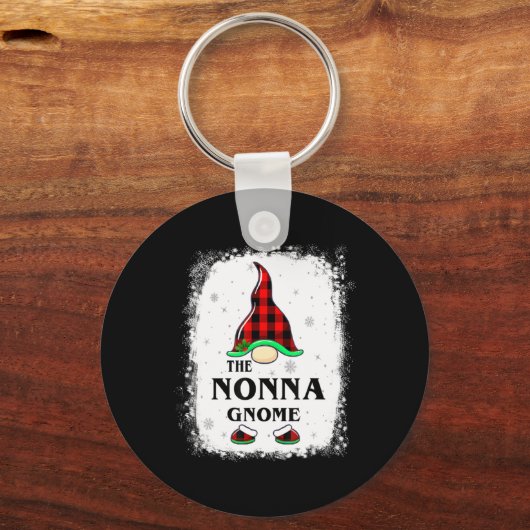 Nonna Gnome Buffalo Plaid Matching Family Xmas Paj Sleutelhanger (Voorkant)