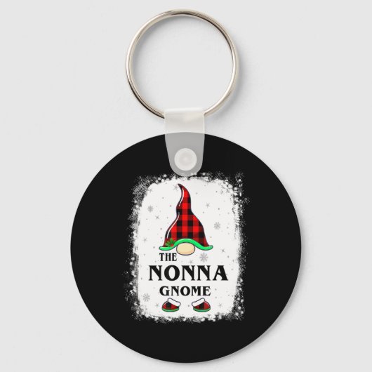 Nonna Gnome Buffalo Plaid Matching Family Xmas Paj Sleutelhanger (Voorkant)
