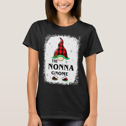 Nonna Gnome Buffalo Plaid Matching Family Xmas Paj T-shirt (Voorkant)
