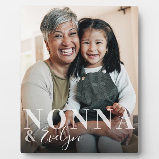 Nonna & Grandchild Script Naam Foto Bewaaradres Fotoplaat (Voorkant)