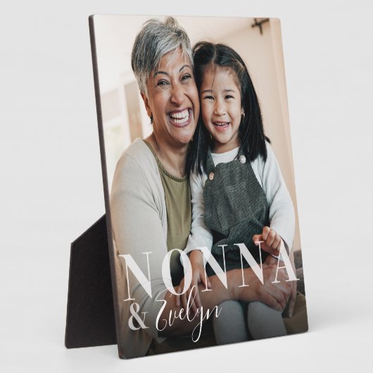 Nonna & Grandchild Script Naam Foto Bewaaradres Fotoplaat (Zijkant)