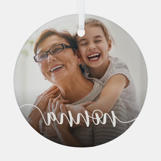 Nonna Grandma Script Overlay Glas Ornament (Achterkant)