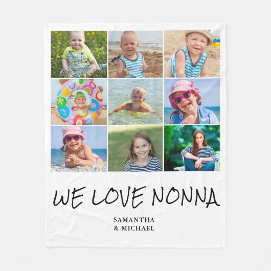 Nonna Grandmoeder Photo Collage Fleece Blanket (Voorkant)