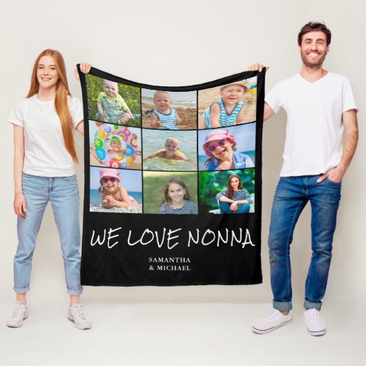 Nonna Grandmoeder Photo Collage Fleece Blanket (In situ)