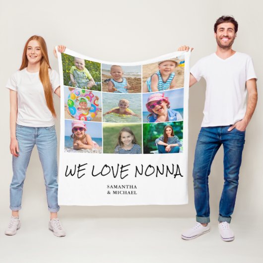 Nonna Grandmoeder Photo Collage Fleece Blanket Deken (In situ)