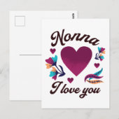 Nonna Ik hou van je, oma Ik hou van je Briefkaart (Voorkant / Achterkant)