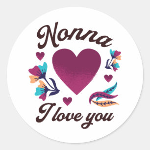 Nonna Ik hou van je, oma Ik hou van je Ronde Sticker