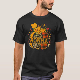 Nonna Luipaard Bloemige Pompoen Herfst Thanksgivin T-shirt
