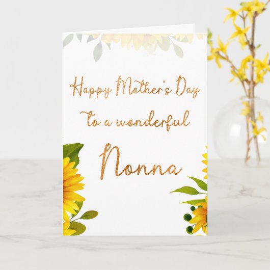 Nonna Moederdag Sunflower Waterverf Kaart (Gele Bloem)