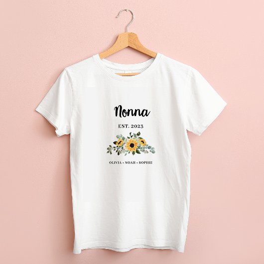 Nonna |  rustieke zonnebloem en namen t-shirt
