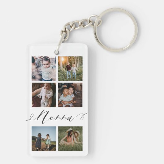 Nonna Script | Grootkinderen Fotoraster collage Sleutelhanger (achterkant)