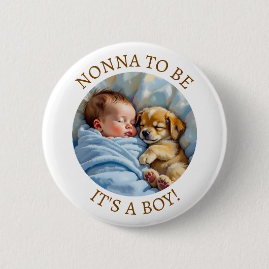 Nonna to Be | Baby shower van de jongen Ronde Button 5,7 Cm (Voorkant)