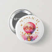 Nonna to be | Hot Air Balloon Girl's Baby shower Ronde Button 5,7 Cm (Voorkant /achterkant)