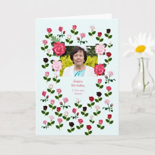 Nonna, Verjaardag, Rozen Kaart (Kleine Plant)