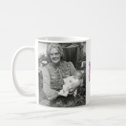 Nonna waterverf Orchidee custom Moederdag roze Koffiemok (Links)