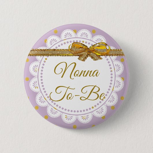 Nonna wordt Baby shower Paarse en gouden Button (Voorkant)