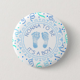 Nonna wordt Blue & White Baby shower Button
