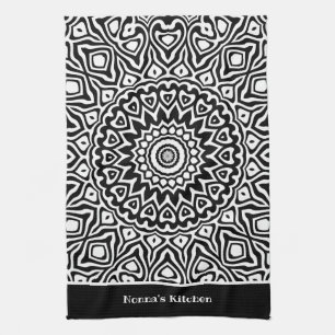 Nonna's Keuken Zwart en Wit Mandala Patroon Theedoek