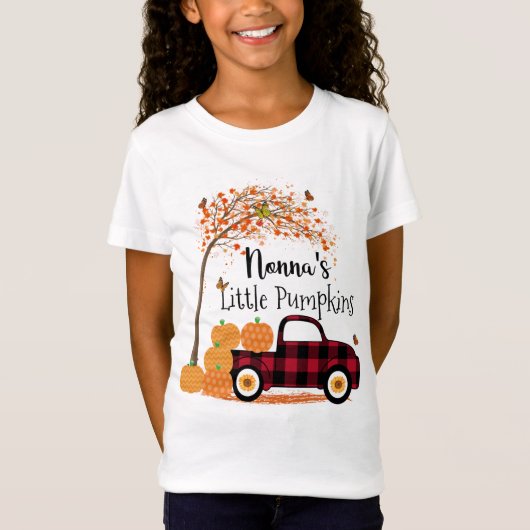 Nonna's kleine pompoenen rode vrachtwagen herfst t-shirt (Voorkant)