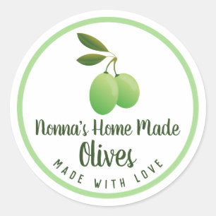 Nonna's zelfgemaakte ingelegde olijvenconserven ronde sticker