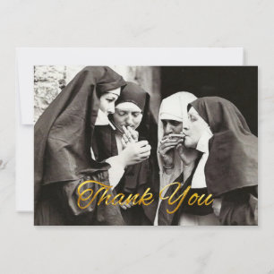 Nonnen die roken Vintage Fotografie Bedankkaart