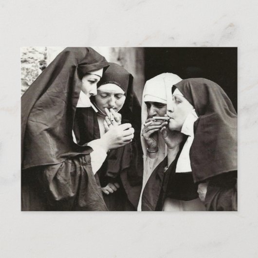 Nonnen die roken Vintage Fotografie Briefkaart (Voorkant)