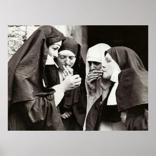 Nonnen die roken Vintage fotografie extra groot Poster (Voorkant)