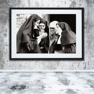 Nonnen die roken Vintage fotografie Poster