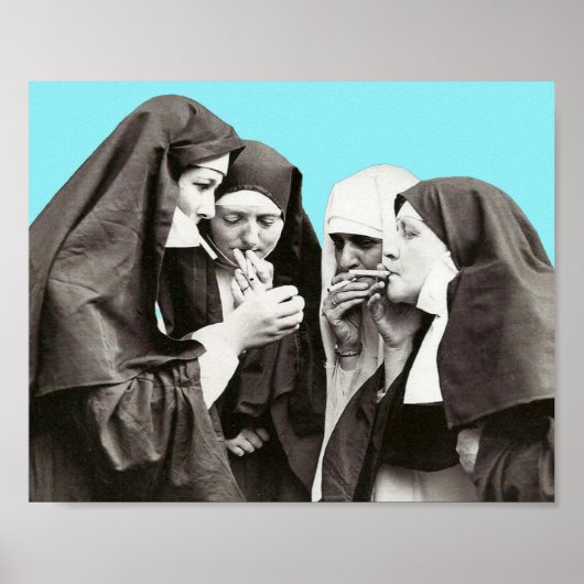 Nonnen die vintage fotografie roken poster (Voorkant)