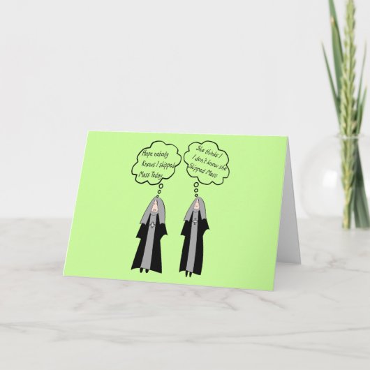 Nonnen Kaarten "Dingen Waar Nonnen Aan Denken" Gra (Voorkant)