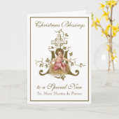 Nonnen Kerst Zegeningen Baby Jesus Geboorte Kaart (Gele Bloem)