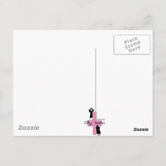 Nonnen met Paraplu's die "Regen " verwachten Briefkaart (Achterkant)