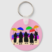 Nonnen met paraplu's die regen verwachten sleutelhanger (Achterkant)