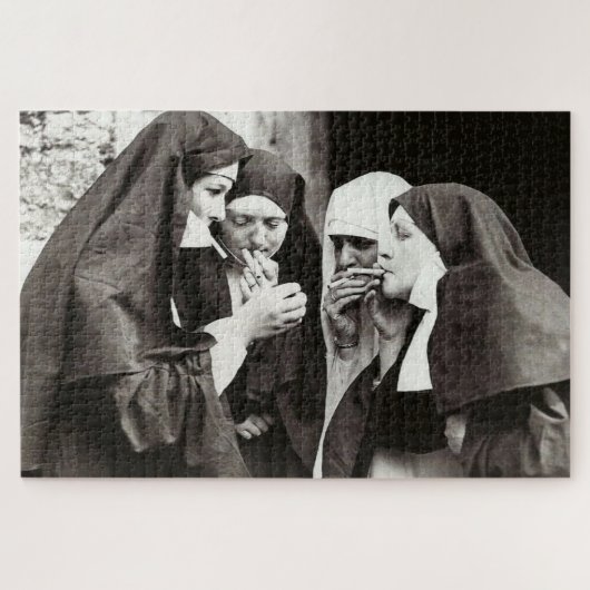 Nonnen Roken Vintage Foto Legpuzzel (Horizontaal)