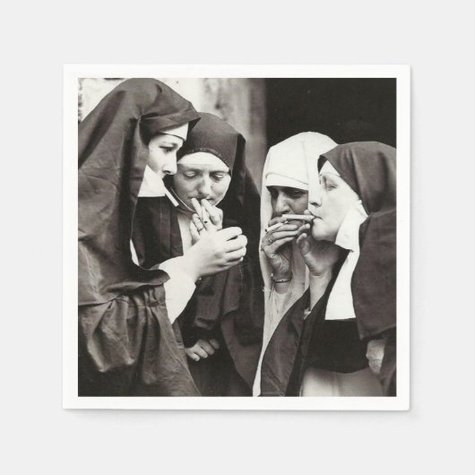 Nonnen Roken Vintage Foto Servet (Voorkant)